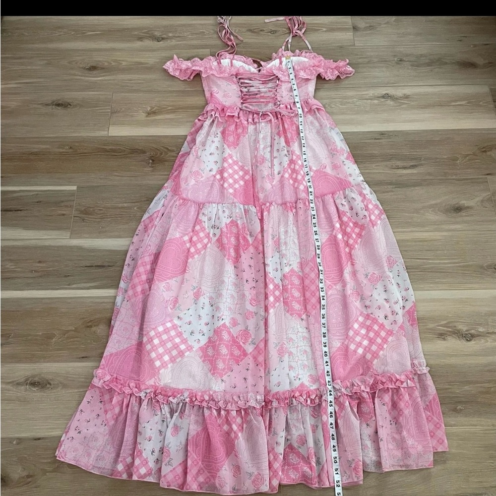 Dolls Kill Sugar Thrillz Patchwork Princess Maxi Dress (L) Pink Patchwork dress